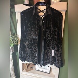 Black Velvet button down top